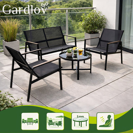 Balcony Furniture Set - 4 Pieces, Steel & Teslin Fabric