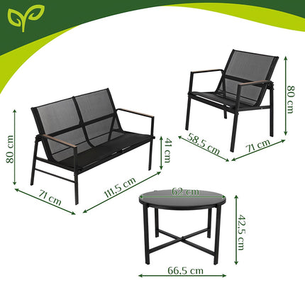 Balcony Furniture Set - 4 Pieces, Steel & Teslin Fabric