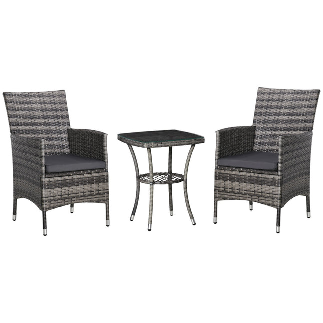 Rattan balcony furniture for 2 - dark gray outdoor use