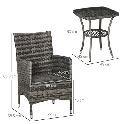 Rattan balcony furniture for 2 - dark gray outdoor use
