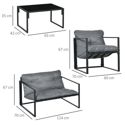 Outdoor lounge set with cushions - sofa, armchairs, table