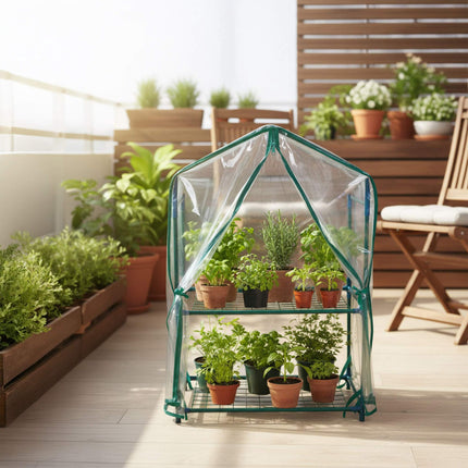 Balcony Greenhouse with PVC Cover and Roll-Up Door