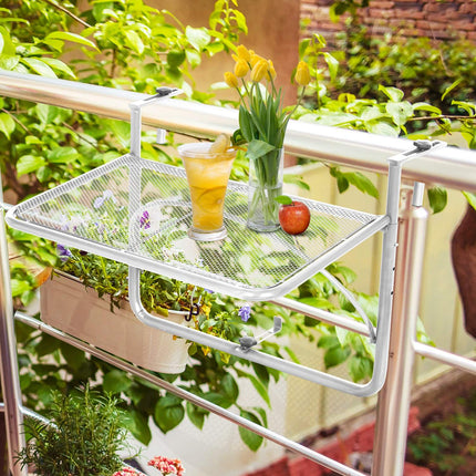 Height-adjustable White metal Balcony hanging table