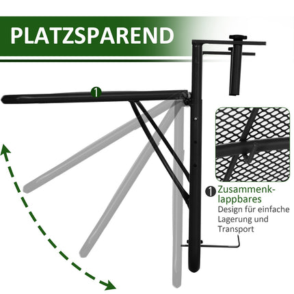 Balcony Adjustable square hanging table in metal, black, 60x56.5x45cm