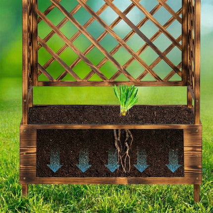 Balcony Planter With Trellis And Canopy, Fir Wood