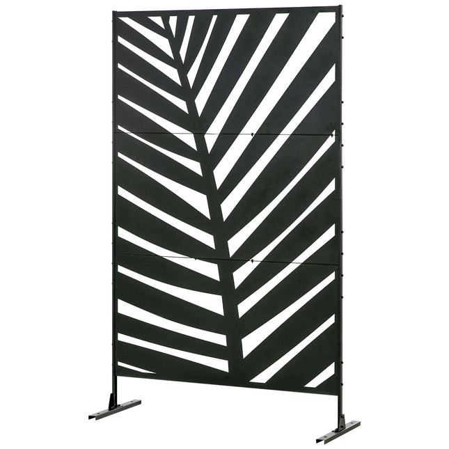 Balcony Privacy Screen, Banana Leaf, 122x198cm, Black Steel
