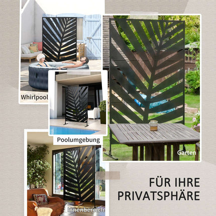 Balcony Privacy Screen, Banana Leaf, 122x198cm, Black Steel
