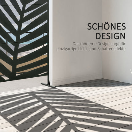 Balcony Privacy Screen, Banana Leaf, 122x198cm, Black Steel