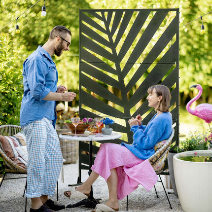 Balcony Privacy Screen, Banana Leaf, 122x198cm, Black Steel