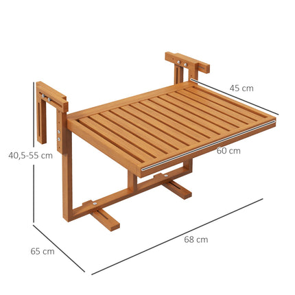 Folding balcony table, height adjustable, holds 20 kg