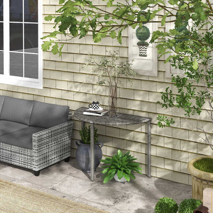 Semi-round gray polyrattan garden balcony table, 100x50x74 cm