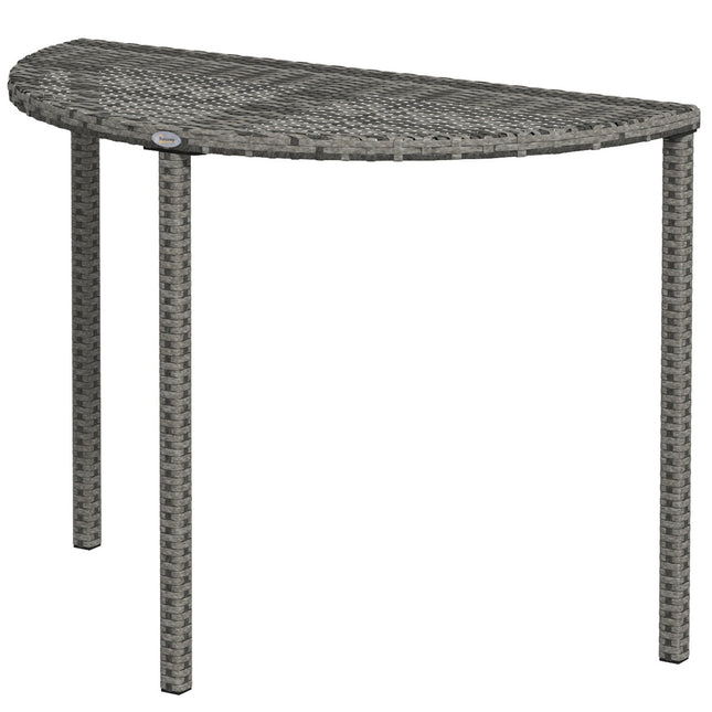 Semi-round gray polyrattan garden balcony table, 100x50x74 cm