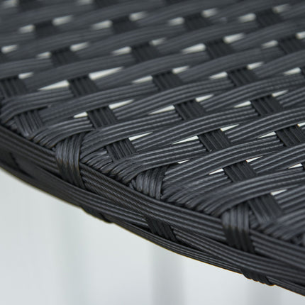 Black Polyrattan Half Round Balcony Table, 100x50x74 Cm