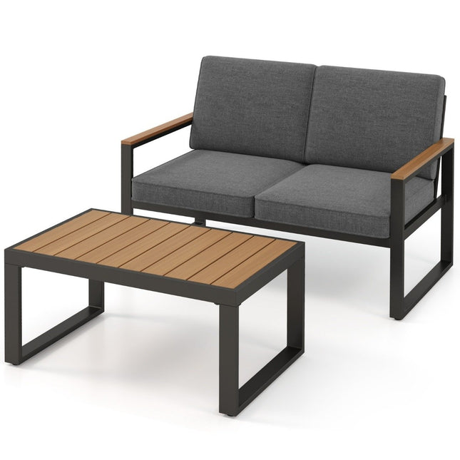 Balcony furniture weatherproof garden furniture set with aluminum frame balcony set with bench gray