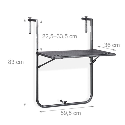 Balcony table foldable black