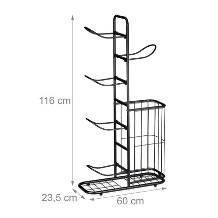 Ball Rack with 6 Shelves and Storage Basket