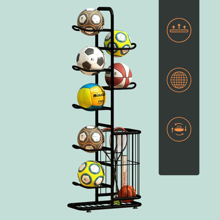 Ball Rack with Basket – 7 Shelves, Metal Storage