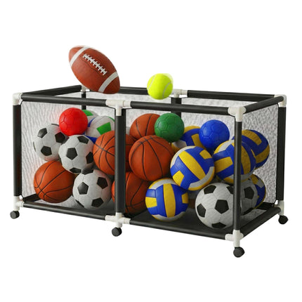 Ball Storage Cart, Mesh Basket, 4 Swivel Casters With Brakes