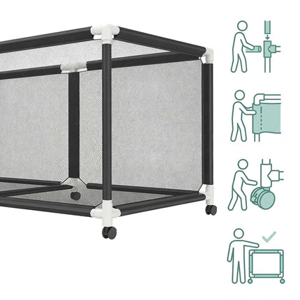 Ball Storage Cart, Mesh Basket, 4 Swivel Casters With Brakes