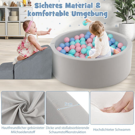 Ball pool with 200 balls Ball pool 90 x 30 cm including removable floor mat gray