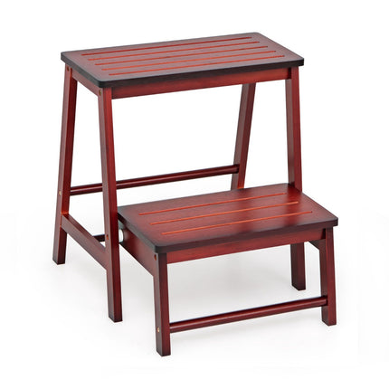 Bamboo 2-Step Folding Step Stool, Non-Slip, 100 kg Capacity