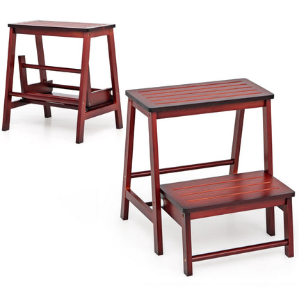 Bamboo 2-Step Folding Step Stool, Non-Slip, 100 kg Capacity