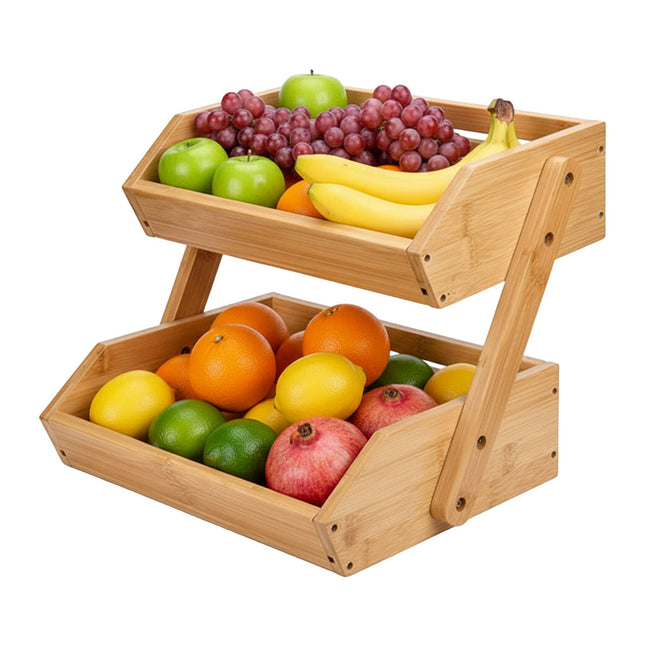 Bamboe fruitrek met 2 lagen - Open keukenopbergruimte