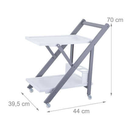 Bamboo 2-Tier Serving Trolley with Bottle Holder