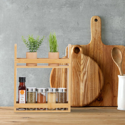 Bamboo 2-Tier Spice Rack for Kitchen Countertop