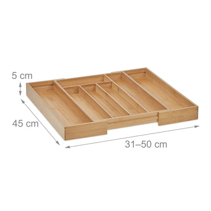 Bamboo Adjustable Cutlery Tray for Drawers