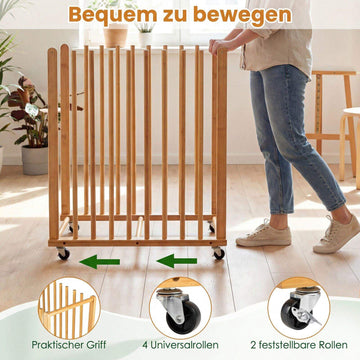 Bamboo Art Storage Rack with Wheels – Natural Finish