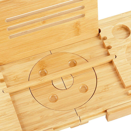 Bamboo Bath Tray with Adjustable Book and Wine Holder