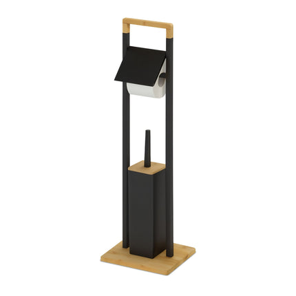 Bamboo Bathroom Set with Toilet Brush and Holder