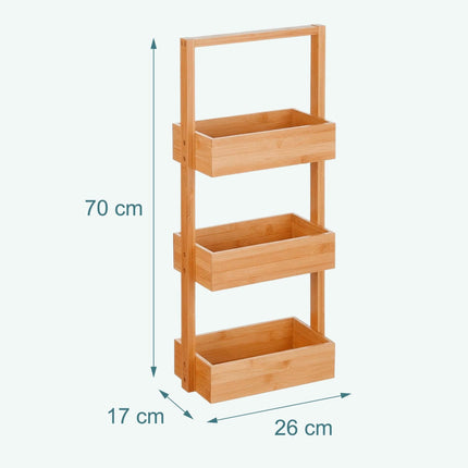 Bamboo Bathroom Shelf, 3-Tier Freestanding Storage