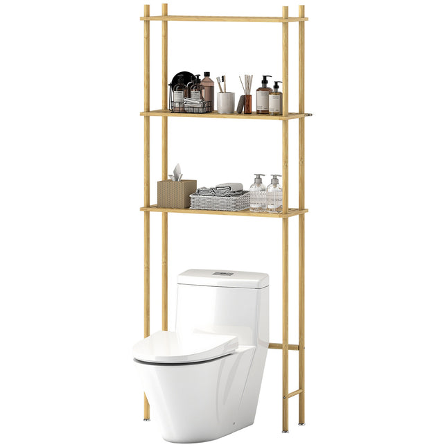 Bamboo Bathroom Shelf, 3-Tier Over-Toilet Organizer