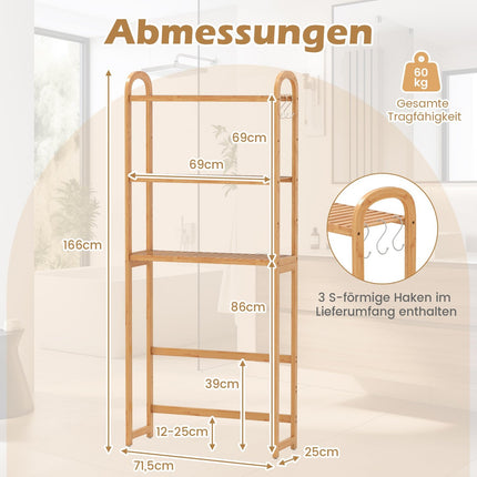 Bamboo Bathroom Shelf – 3-Tier Over-Toilet Storage Unit