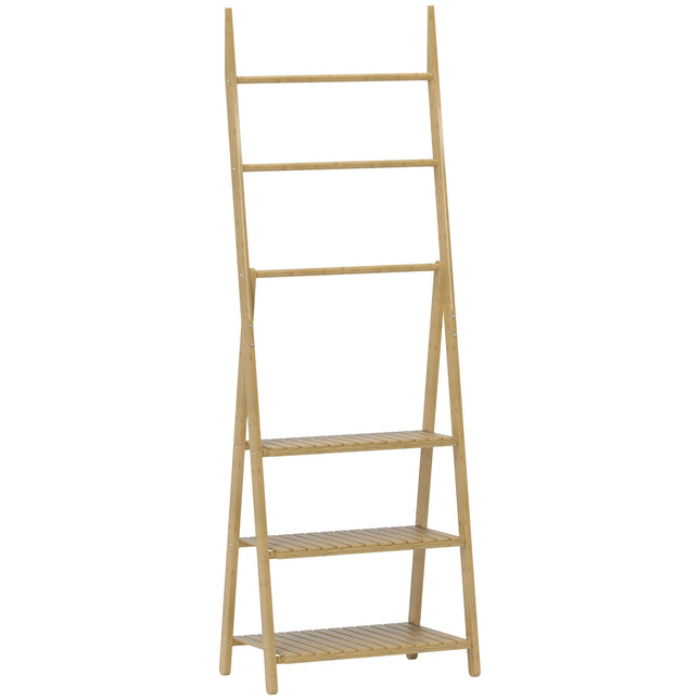 Bamboo Bathroom Shelf with 3 Tiers and Towel Holders