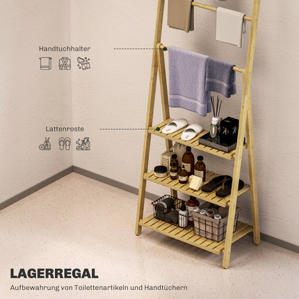 Bamboo Bathroom Shelf with 3 Tiers and Towel Holders