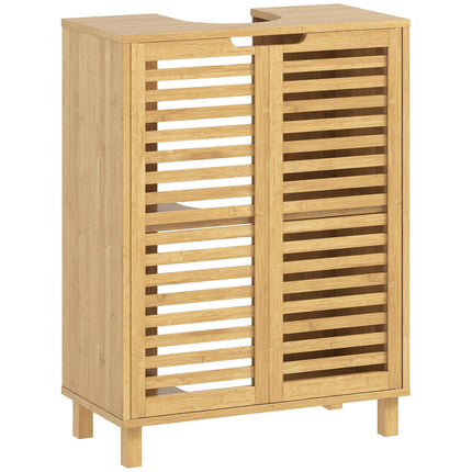 Bamboo Bathroom Vanity Cabinet, Adjustable Shelves, Natural