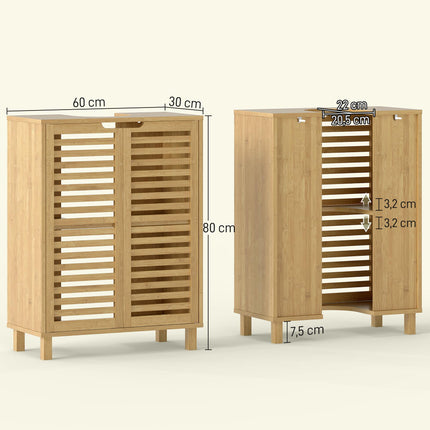 Bamboo Bathroom Vanity Cabinet, Adjustable Shelves, Natural