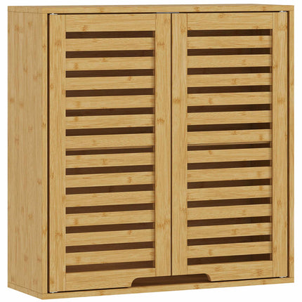 Bamboo Bathroom Wall Cabinet with Adjustable Shelves, 60x20x60 cm