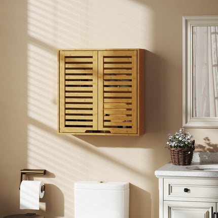 Bamboo Bathroom Wall Cabinet with Adjustable Shelves, 60x20x60 cm