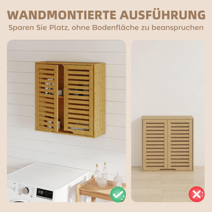 Bamboo Bathroom Wall Cabinet with Adjustable Shelves, 60x20x60 cm