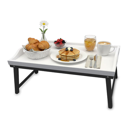 Bamboo Bed Tray with Foldable Legs and Side Handles