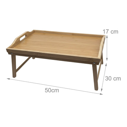 Bamboo Bed Tray with Foldable Legs and Side Handles