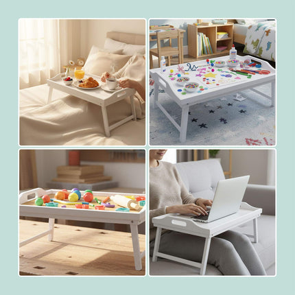 Bamboo Bed Tray with Foldable Legs and Side Handles