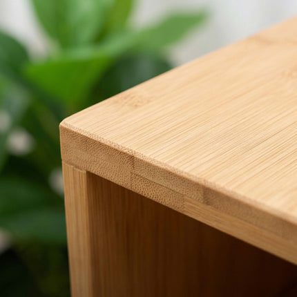 Bamboo Bedside Table with 3 Shelves, Natural Finish