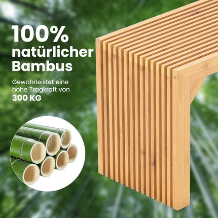 Bamboo Bench for 2, 300kg Capacity, 90x33x43 cm