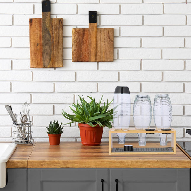 Bamboo Bottle Drying Rack for 3 Bottles