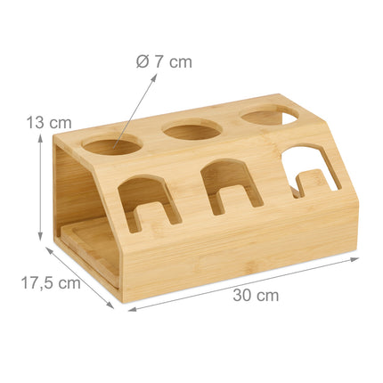 Bamboo Bottle Drying Rack for 3 Bottles